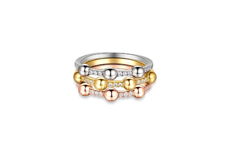 3-TONE DIAMOND STACKABLE RINGS