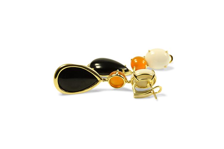AGATE & BLACK ONYX EARRINGS - 0
