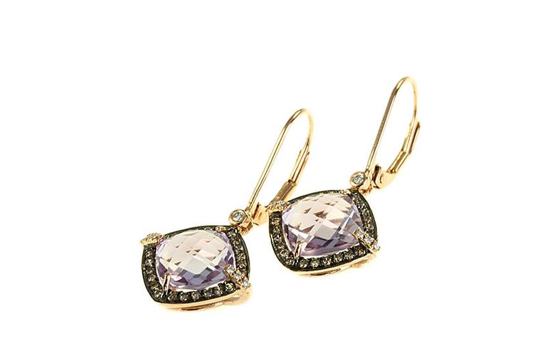 AMETHYST & CHAMPAGNE DIAMOND DROP EARRINGS