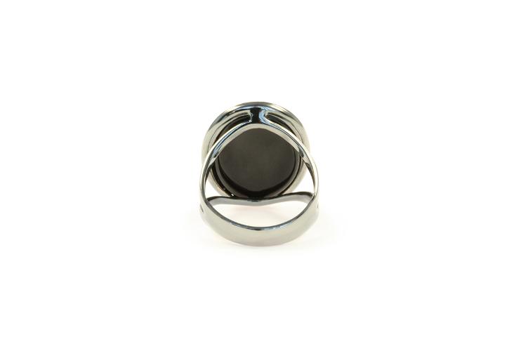 BLACK AGATE & DIAMOND RING - 2