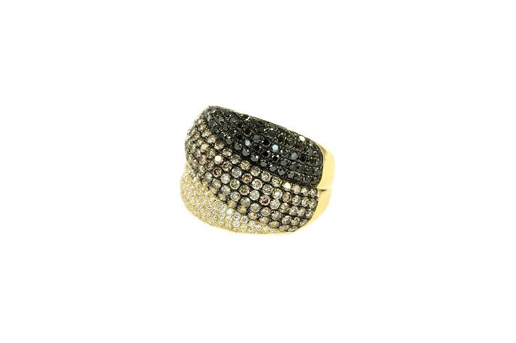 BLACK, CHAMPAGNE & WHITE DIAMOND RING