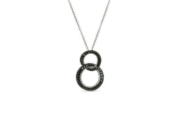 BLACK & WHITE DIAMOND CIRCLE NECKLACE