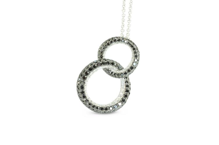 BLACK & WHITE DIAMOND CIRCLE NECKLACE - 0