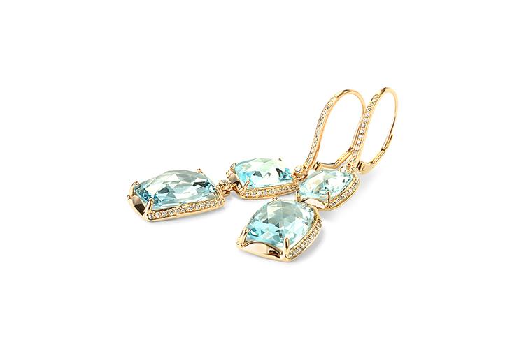 BLUE TOPAZ & DIAMOND DROP EARRINGS