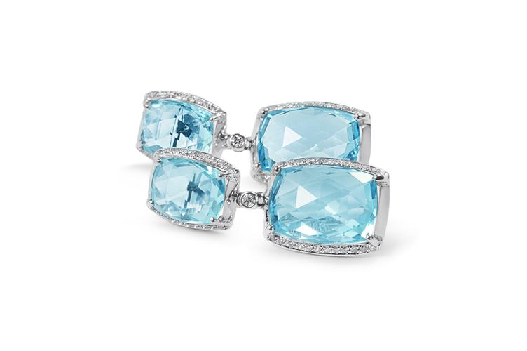 BLUE TOPAZ & DIAMOND EARRINGS