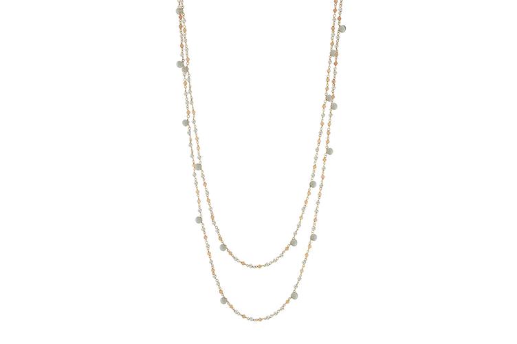 PEACH & GREY MOONSTONE WITH PEARL NECKLACE