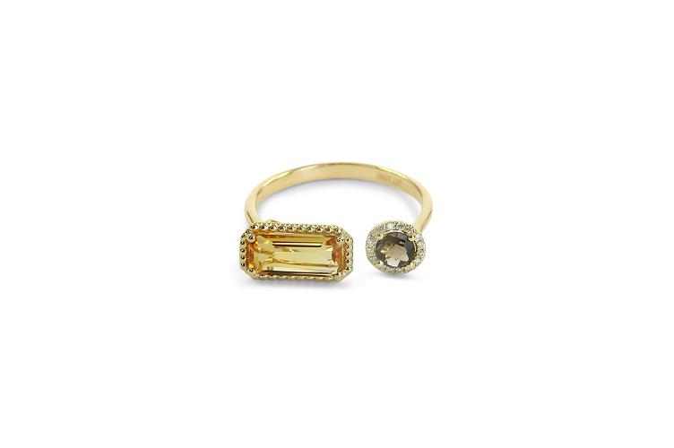 CITRINE & SMOKY QUARTZ STACKABLE RING