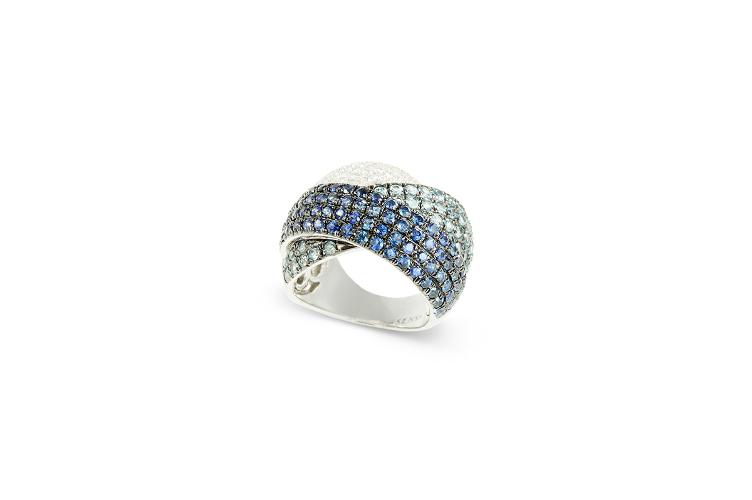 DIAMOND, SAPPHIRE & TOPAZ RING