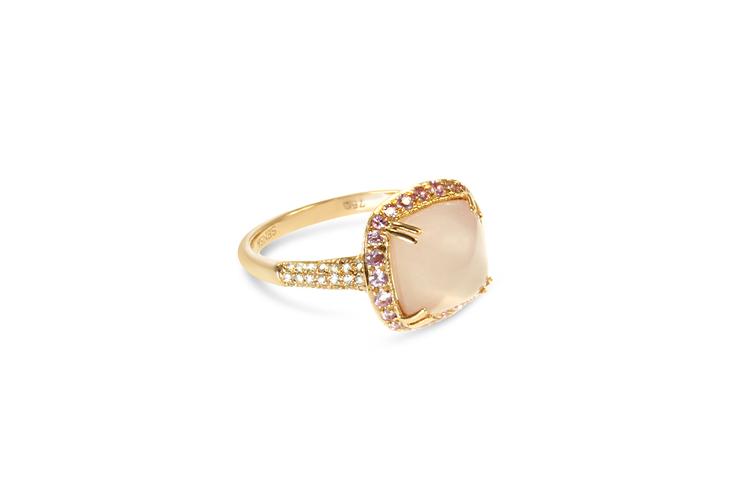 DOMED ROSE QUARTZ RING