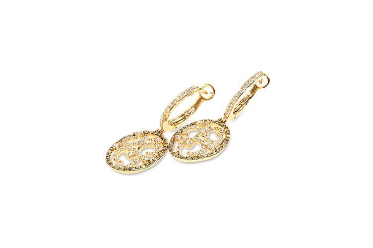 PAVÉ CHAMPAGNE & WHITE DIAMOND DROP EARRINGS