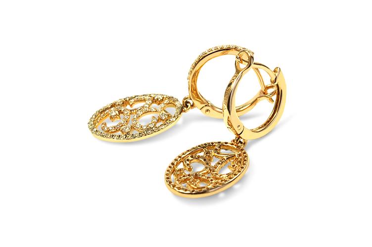 PAVÉ CHAMPAGNE & WHITE DIAMOND DROP EARRINGS - 0