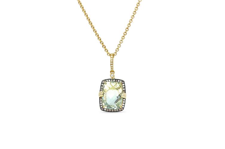 GREEN AMETHYST & DIAMOND PENDANT