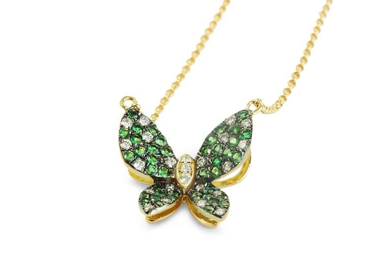 GREEN GARNET BUTTERFLY NECKLACE - 0