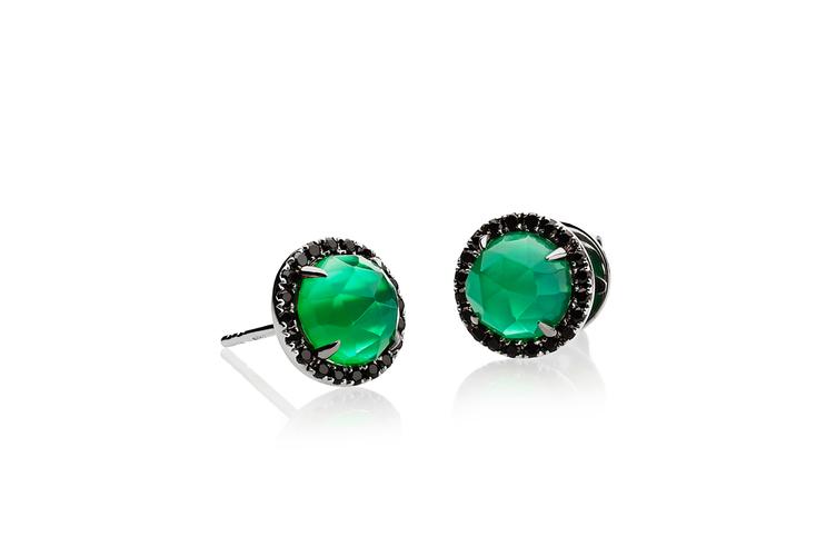 GREEN ONYX & SPINELL STUD EARRINGS