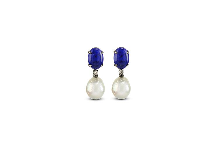 SOUTH SEA PEARL & LAPIS LAZULI EARRINGS