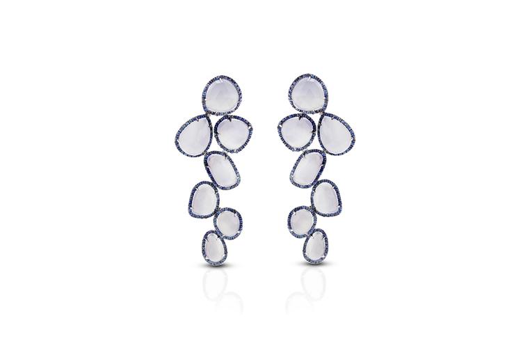 CHALCEDONY & SAPPHIRE EARRINGS