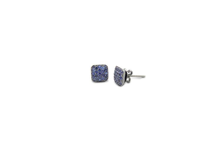 SQUARE SAPPHIRE STUD EARRINGS