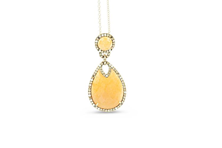 PEAR SHAPED PEACH AVENTURINE PENDANT - 1