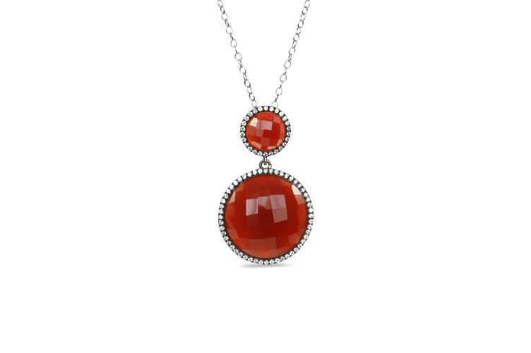 RED AGATE & DIAMOND PENDANT