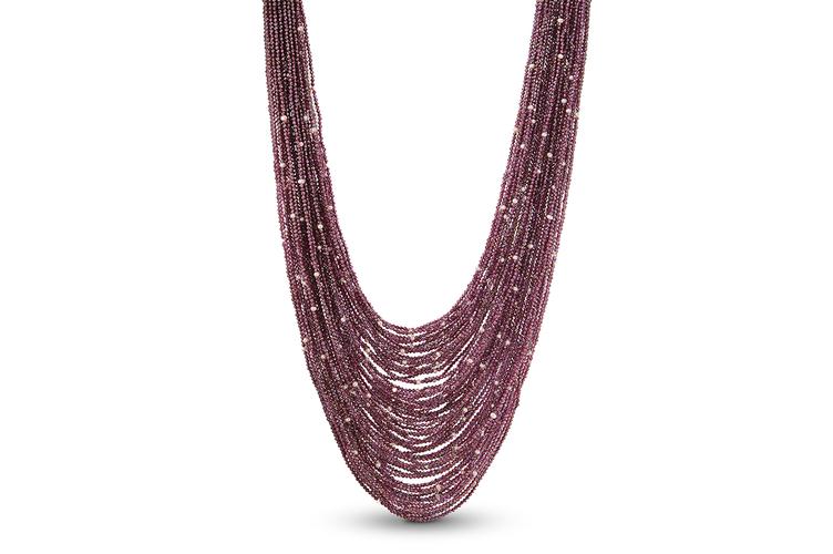 RHODOLITE GARNET & PEARL NECKLACE