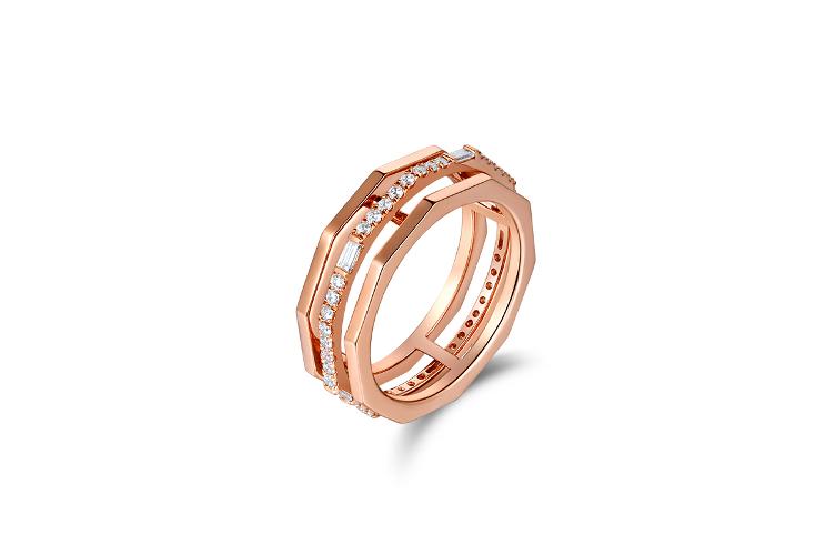 ROSE GOLD ROTATING DIAMOND RING - 0