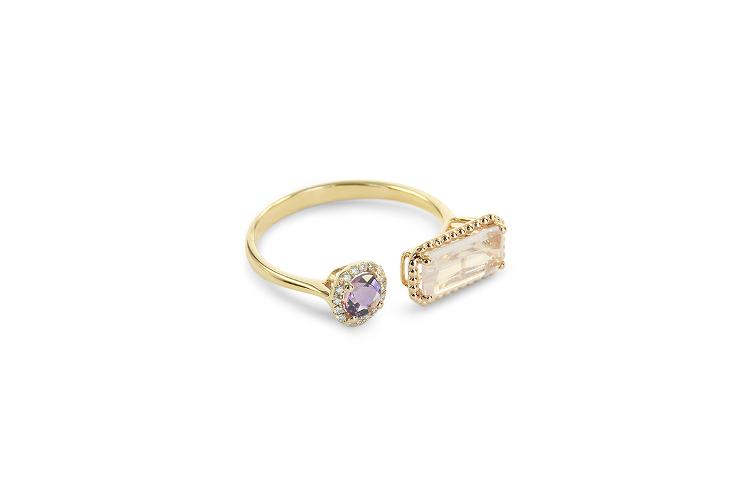 ROSE QUARTZ & AMETHYST STACKABLE RING