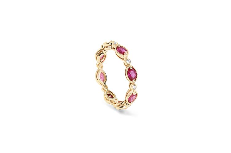 RUBY & DIAMOND STACKABLE RING - 0