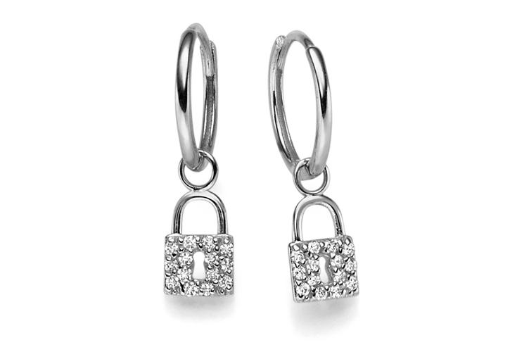 Diamond Padlock Hoop Earrings