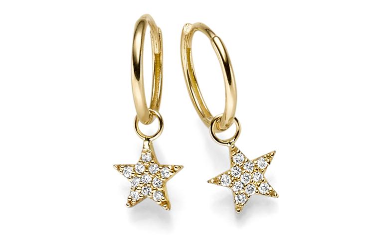 Yellow Gold Pavé Star Drops Earrings