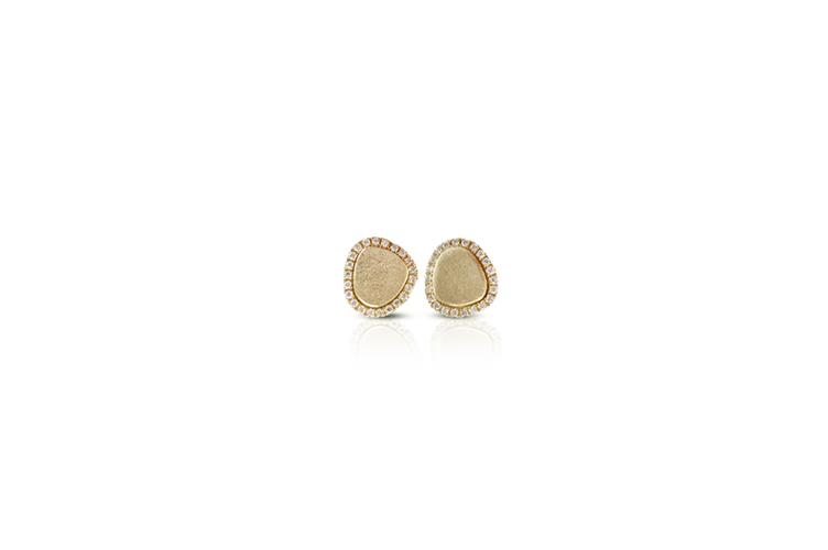 SATIN GOLD & DIAMOND EARRINGS