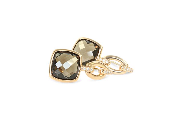 SMOKY QUARTZ & DIAMOND EARRINGS