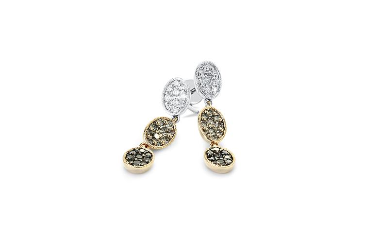 THREE TONED DIAMOND EARRINGS