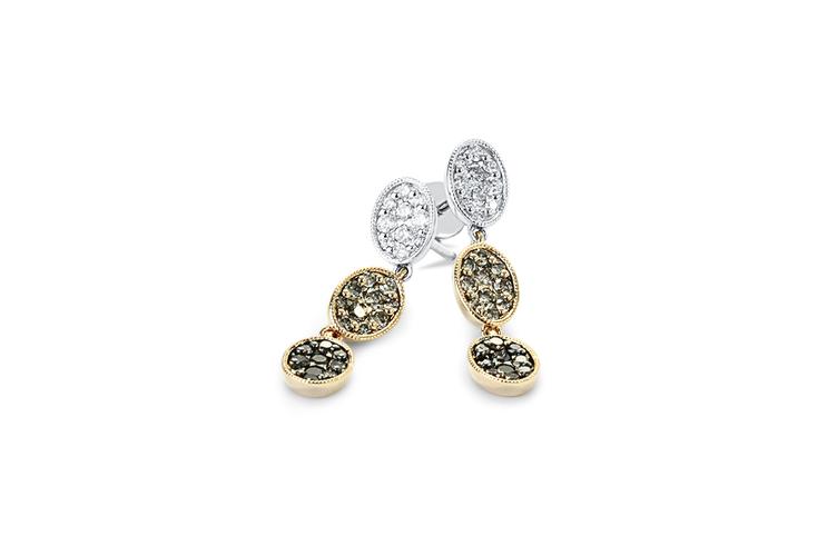 THREE TONED DIAMOND EARRINGS