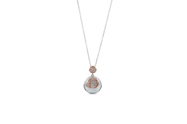 TWO TONED DIAMOND DISC PENDANT