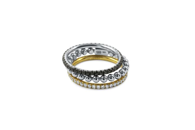 WHITE GOLD DIAMOND STACKABLE RING - 0