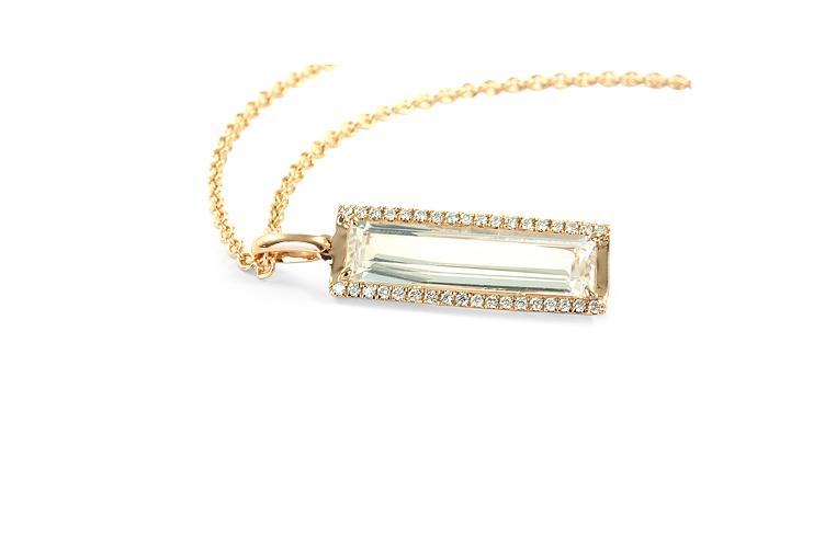 WHITE TOPAZ & DIAMOND PENDANT - 1