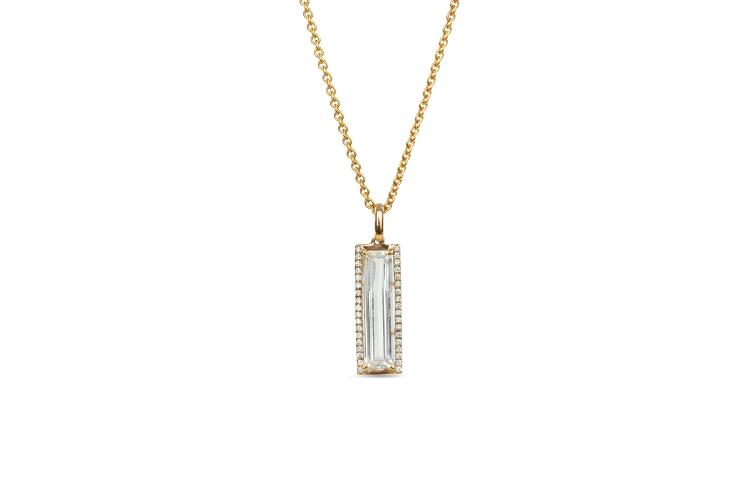 WHITE TOPAZ & DIAMOND PENDANT